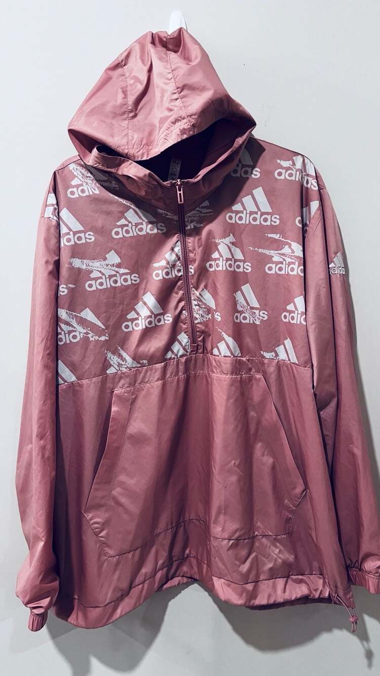 Adidas Pink Logo Print Half Zip Windbreaker Jacket XL - Picture 3 of 7